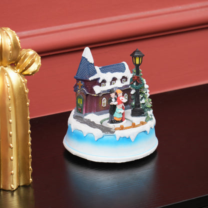 LED Lighted Christmas Village Scene with Rotating Choir Music for Christmas Decor in Living Room Bedroom Multicolor