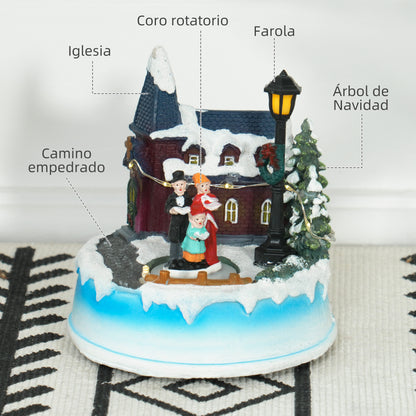 LED Lighted Christmas Village Scene with Rotating Choir Music for Christmas Decor in Living Room Bedroom Multicolor