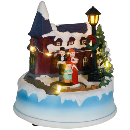 LED Lighted Christmas Village Scene with Rotating Choir Music for Christmas Decor in Living Room Bedroom Multicolor