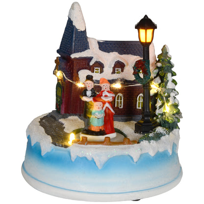 LED Lighted Christmas Village Scene with Rotating Choir Music for Christmas Decor in Living Room Bedroom Multicolor