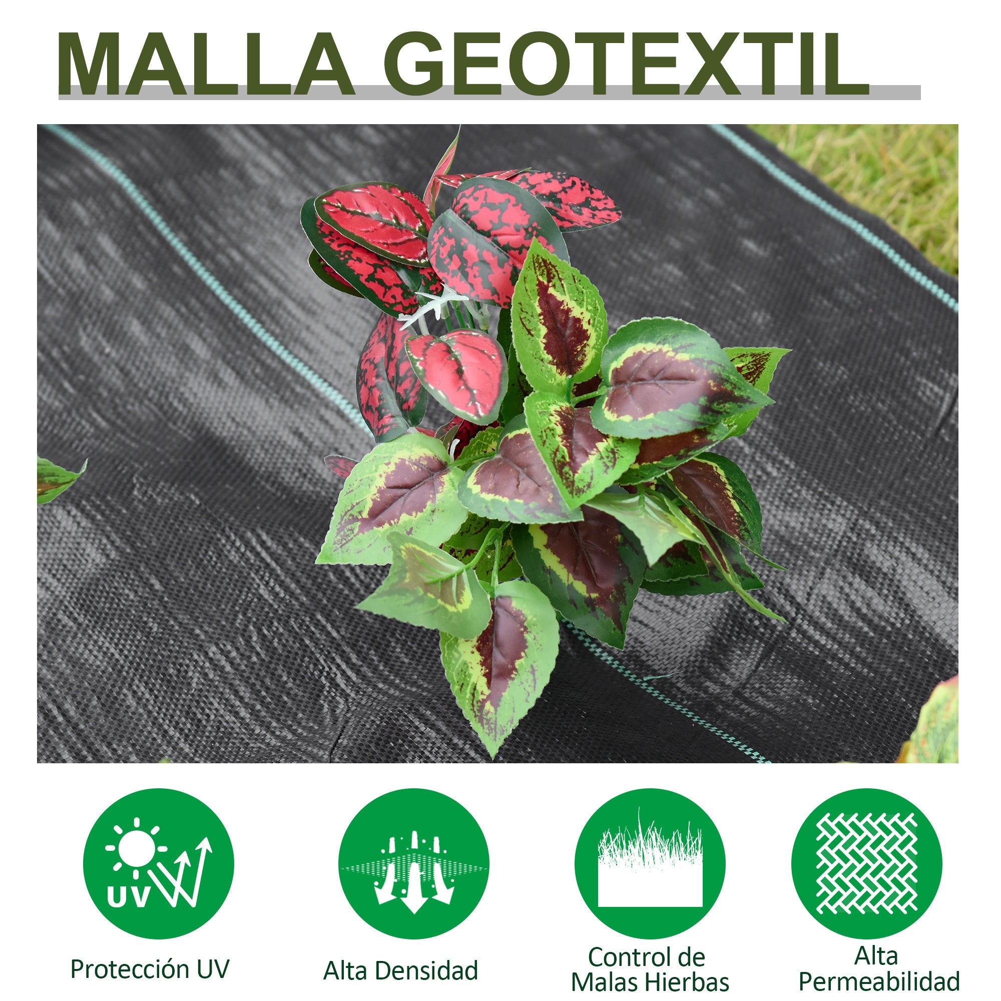 Weed Control Fabric 2x50 m Weed Barrier Fabric Weed Control Geotextile Mesh against Weeds and Weeds 100 g/m² for Garden Terrace Patio Black