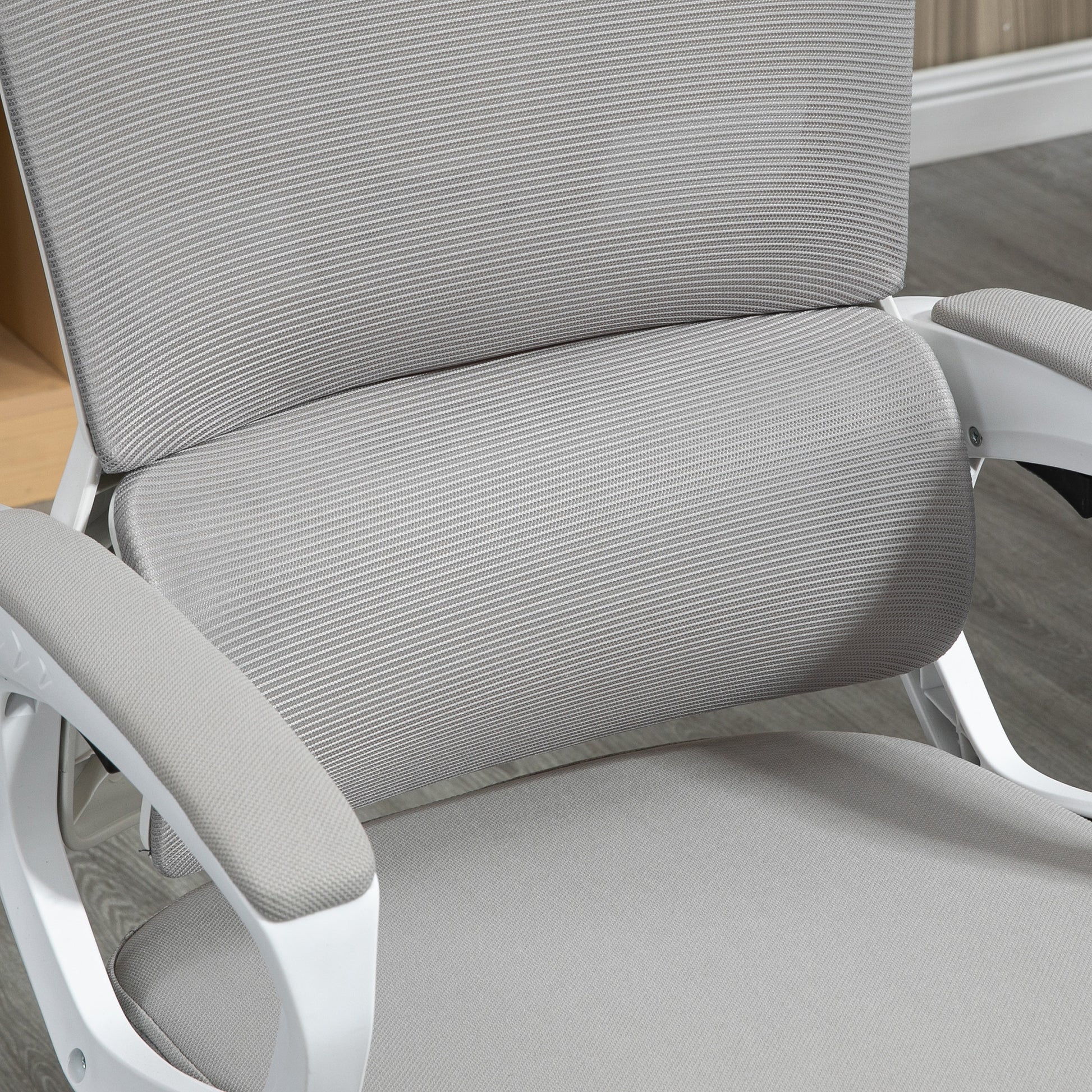 Office Chair, Ergonomic Chair, Swivel, Adjustable Height, Reclining Backrest, Adjustable Footrest, Headrest, Lumbar Support, Mesh Fabric, Gray