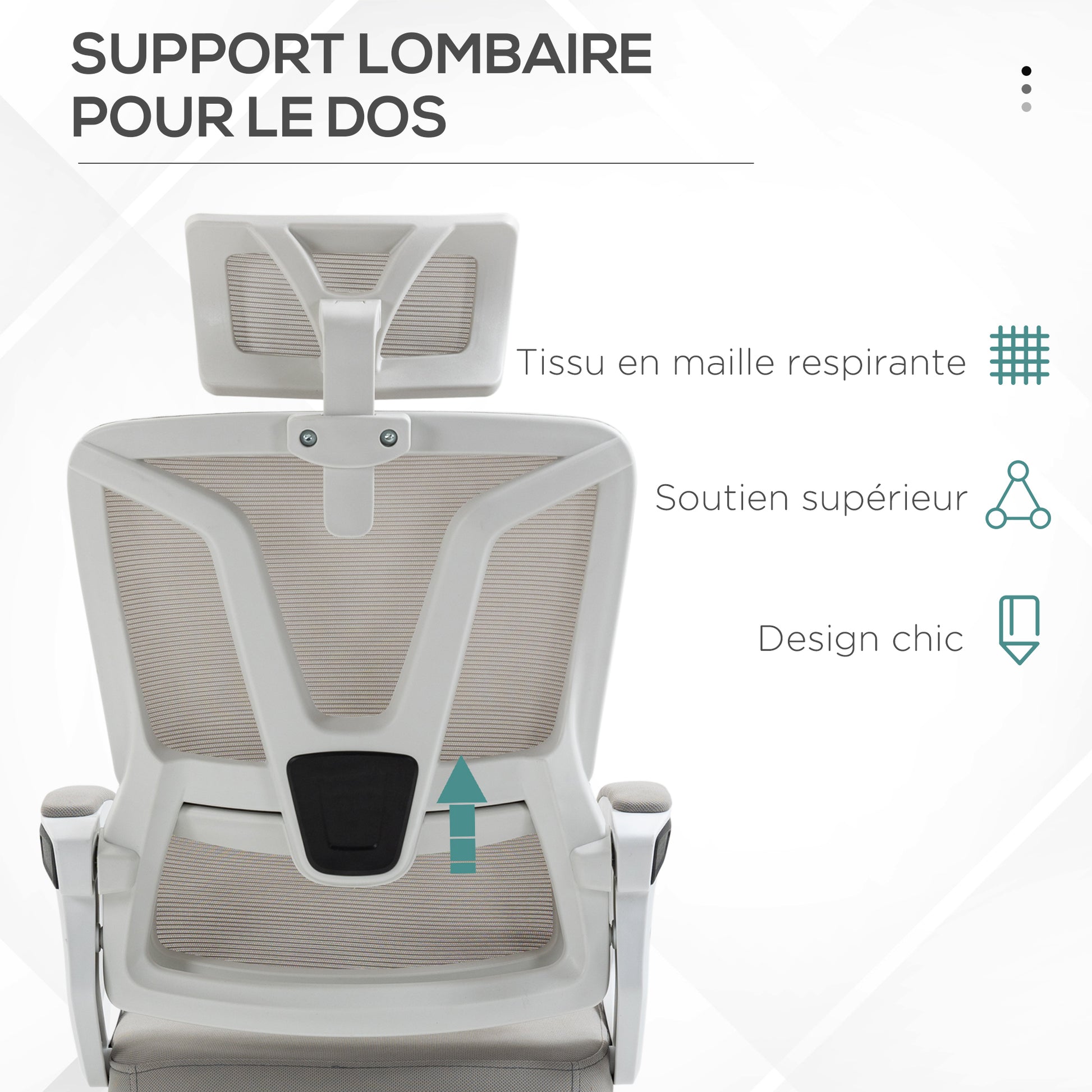 Office Chair, Ergonomic Chair, Swivel, Adjustable Height, Reclining Backrest, Adjustable Footrest, Headrest, Lumbar Support, Mesh Fabric, Gray