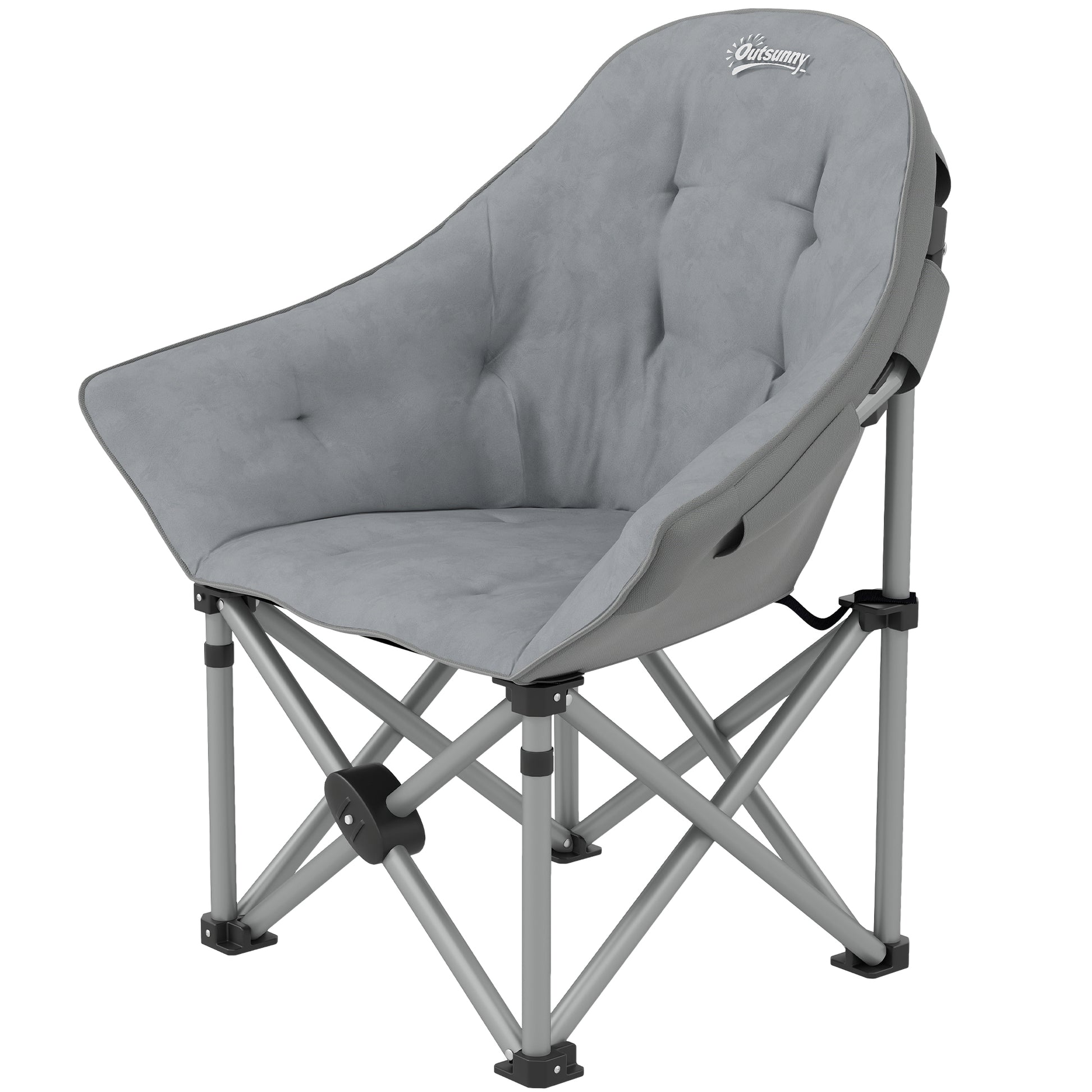 Folding Chair Foldable Camping Chair with Side Pocket Carry Bag Padded Outdoor Folding Chair up to 120kg Load Capacity Sturdy Lightweight Fishing Chair Garden Chair for Garden Camping Beach