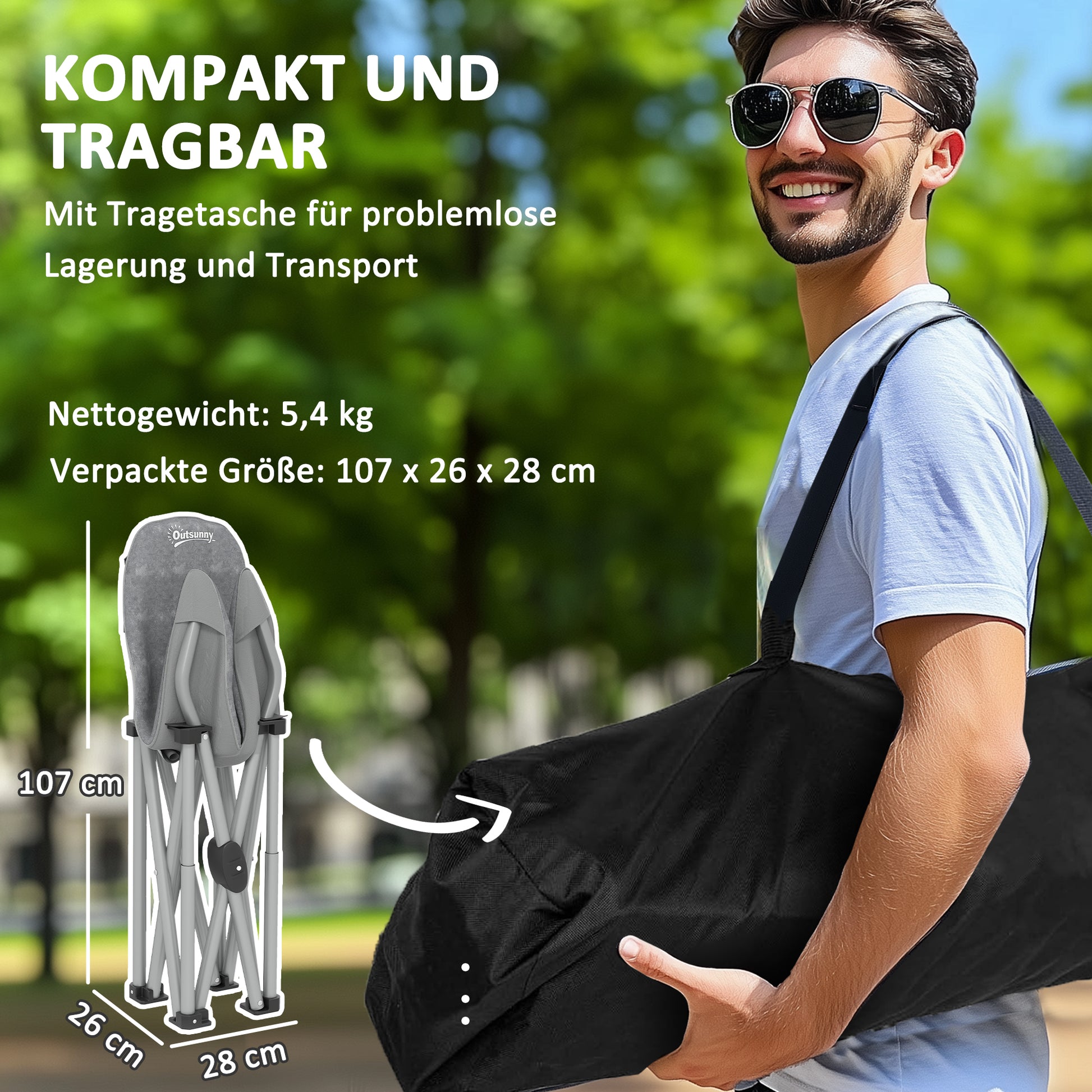 Folding Chair Foldable Camping Chair with Side Pocket Carry Bag Padded Outdoor Folding Chair up to 120kg Load Capacity Sturdy Lightweight Fishing Chair Garden Chair for Garden Camping Beach