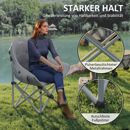 Folding Chair Foldable Camping Chair with Side Pocket Carry Bag Padded Outdoor Folding Chair up to 120kg Load Capacity Sturdy Lightweight Fishing Chair Garden Chair for Garden Camping Beach