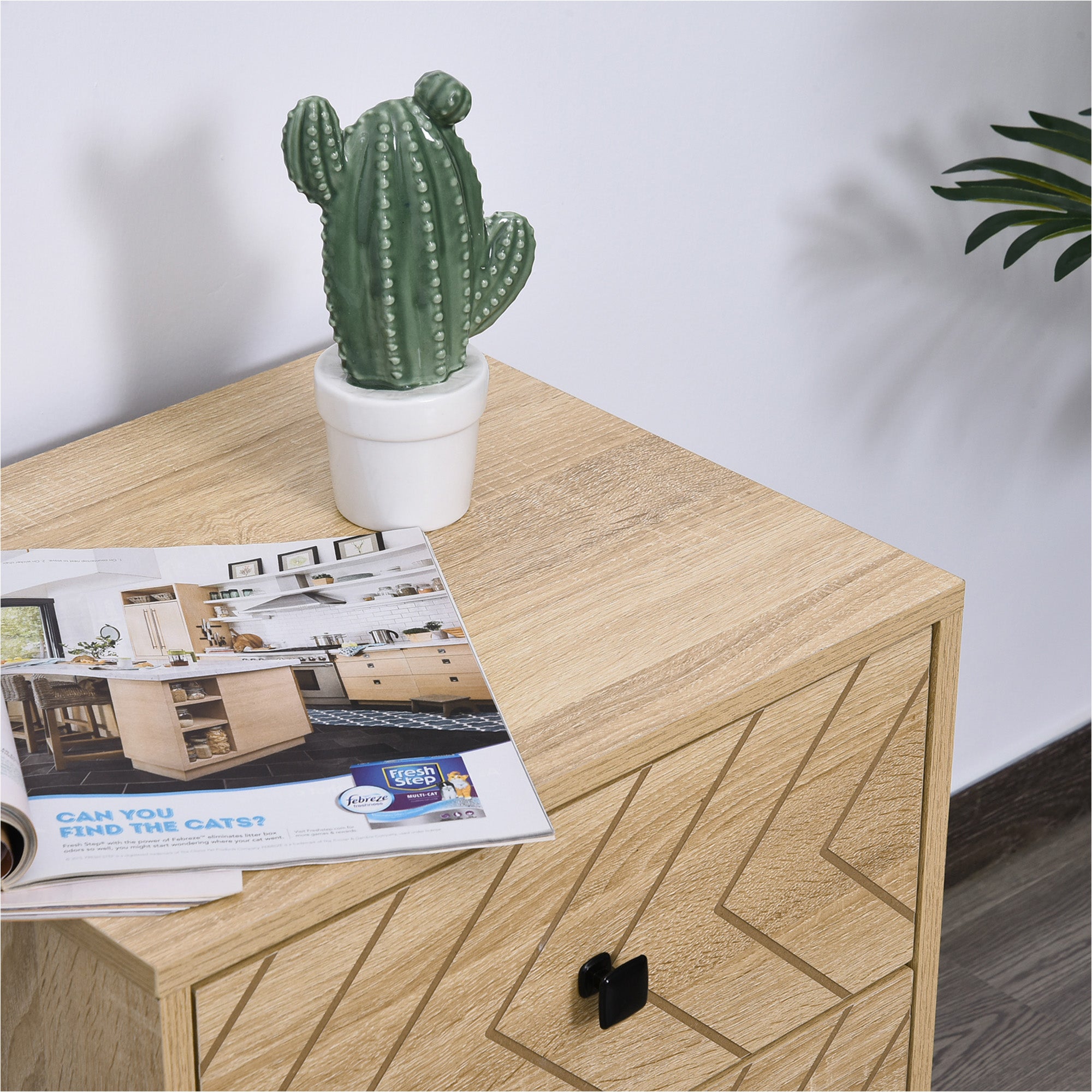 Nightstand Bedside Table with 2 Drawers and Metal Legs Modern Style for Bedroom Living Room Office 48x39.5x60 cm Natural