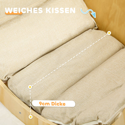 3 in 1 Climbing Arch Set with Tabletop Cushion, Climbing Bow to Swing and Climb, Wooden Climbing Toy, for Children 1.5-4 Years, Indoor, Natural Wood