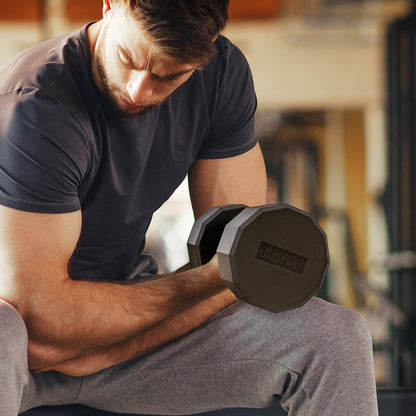 SPORTNOW Short Dumbbell Total 15 Kg - muscle training & weightlifting - non-slip handle, fitness, home sports, black