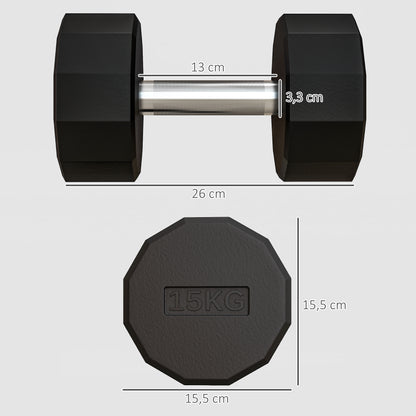 SPORTNOW Short Dumbbell Total 15 Kg - muscle training & weightlifting - non-slip handle, fitness, home sports, black