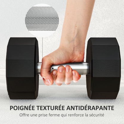 SPORTNOW Short Dumbbell Total 15 Kg - muscle training & weightlifting - non-slip handle, fitness, home sports, black