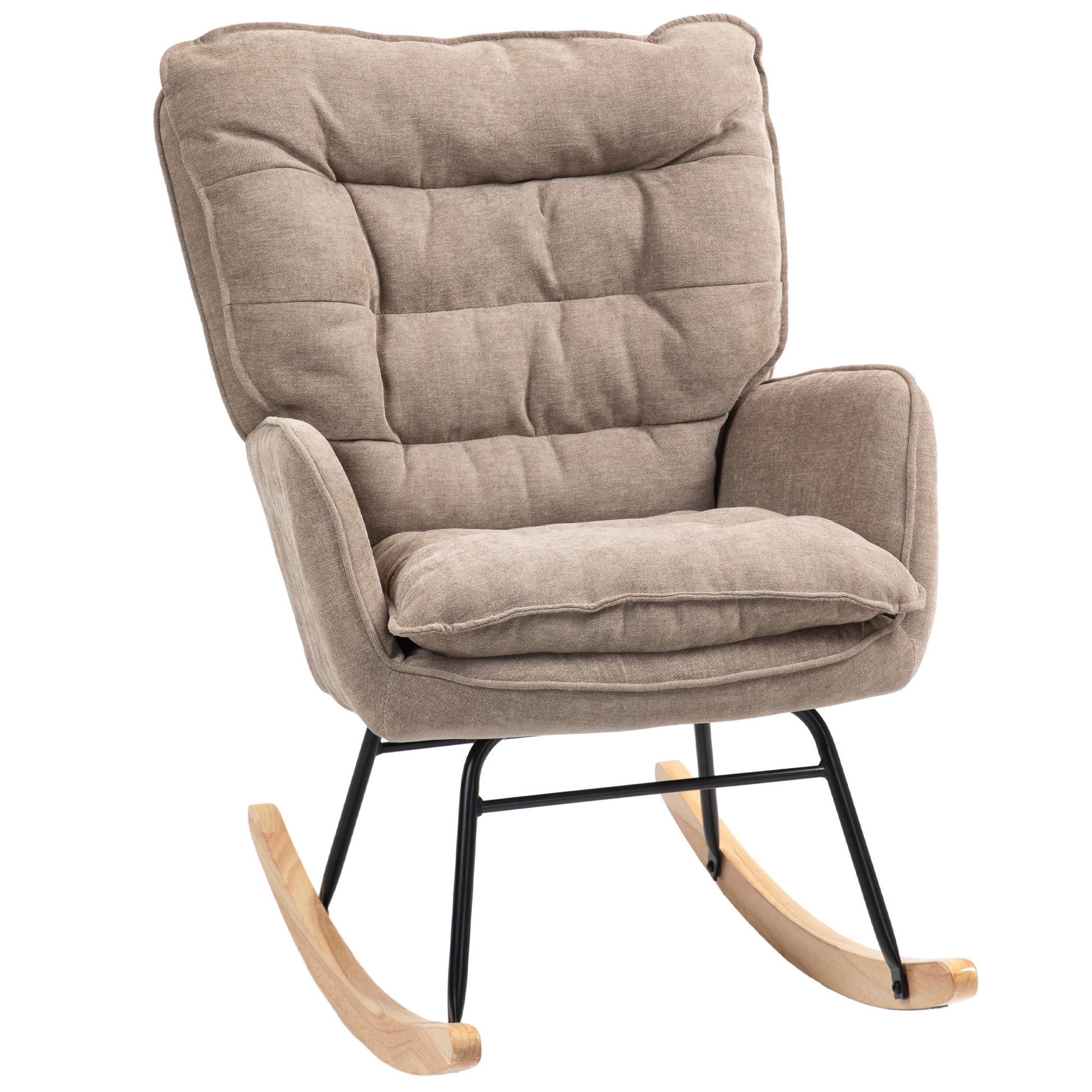 Rocking Chair Rocker Armchair, Nursing Chair with Chenille Look, Rocking Chair up to 120 kg Weight Capacity for Bedroom, Living Room, Brown