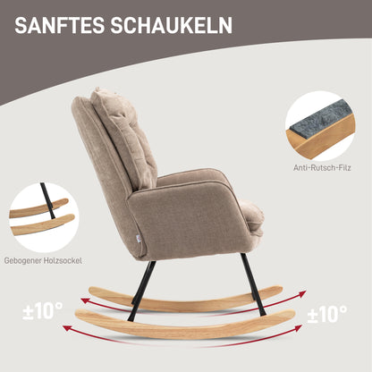 Rocking Chair Rocker Armchair, Nursing Chair with Chenille Look, Rocking Chair up to 120 kg Weight Capacity for Bedroom, Living Room, Brown
