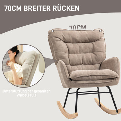 Rocking Chair Rocker Armchair, Nursing Chair with Chenille Look, Rocking Chair up to 120 kg Weight Capacity for Bedroom, Living Room, Brown