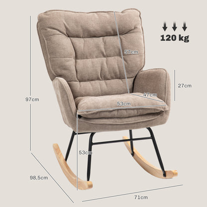 Rocking Chair Rocker Armchair, Nursing Chair with Chenille Look, Rocking Chair up to 120 kg Weight Capacity for Bedroom, Living Room, Brown