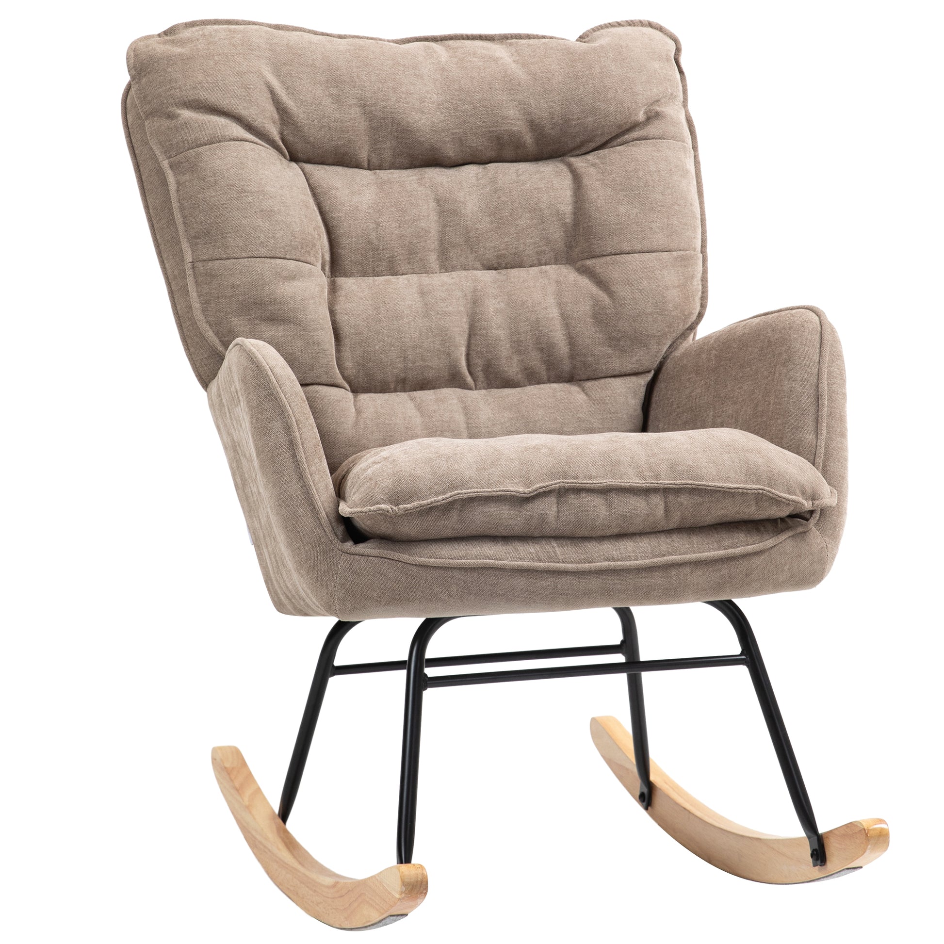 Rocking Chair Rocker Armchair, Nursing Chair with Chenille Look, Rocking Chair up to 120 kg Weight Capacity for Bedroom, Living Room, Brown