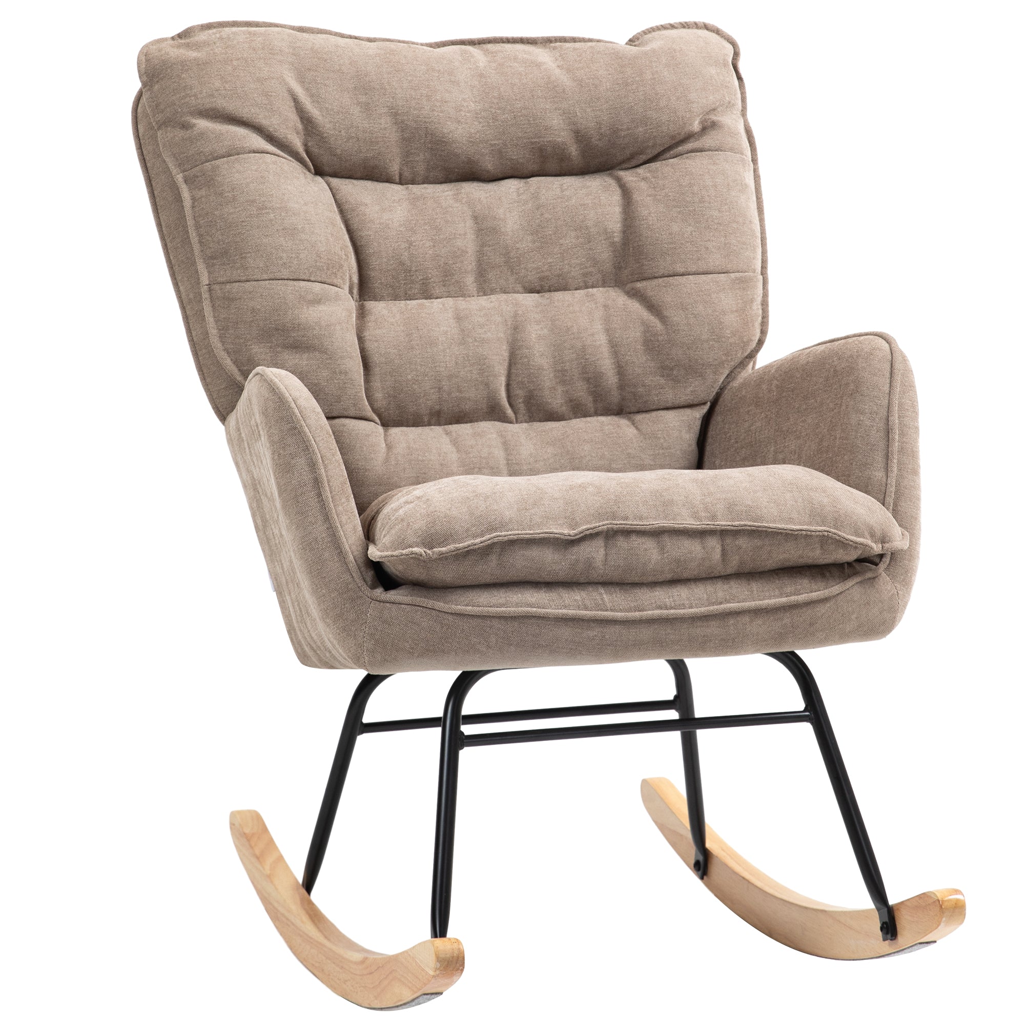 Rocking Chair Rocker Armchair, Nursing Chair with Chenille Look, Rocking Chair up to 120 kg Weight Capacity for Bedroom, Living Room, Brown