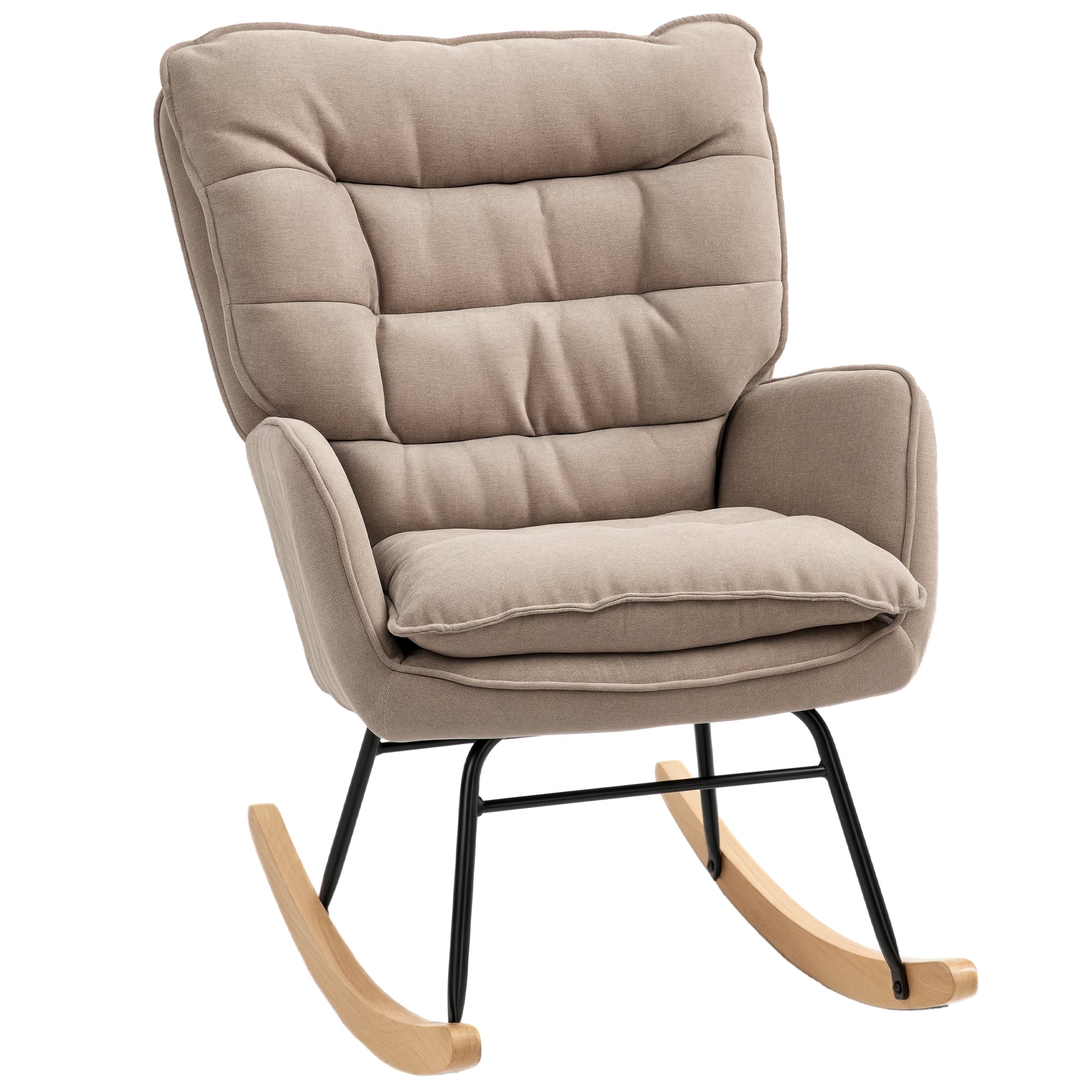 Rocking Chair Rocker Armchair, Nursing Chair with Chenille Look, Rocking Chair up to 120 kg Weight Capacity for Bedroom, Living Room, Brown