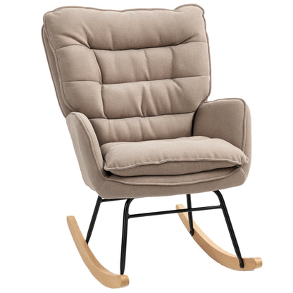 Rocking Chair Rocker Armchair, Nursing Chair with Chenille Look, Rocking Chair up to 120 kg Weight Capacity for Bedroom, Living Room, Brown