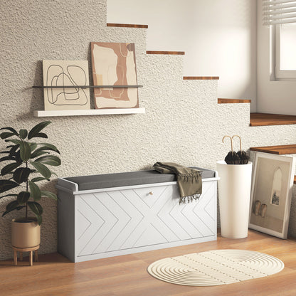 Shoe Bench Shoe Storage, Entryway Furniture with Folding Drawer, Seat Cushion and Adjustable Shelf, for Hallway, Entry, Bedroom, 100 x 26 x 44.5 cm, White