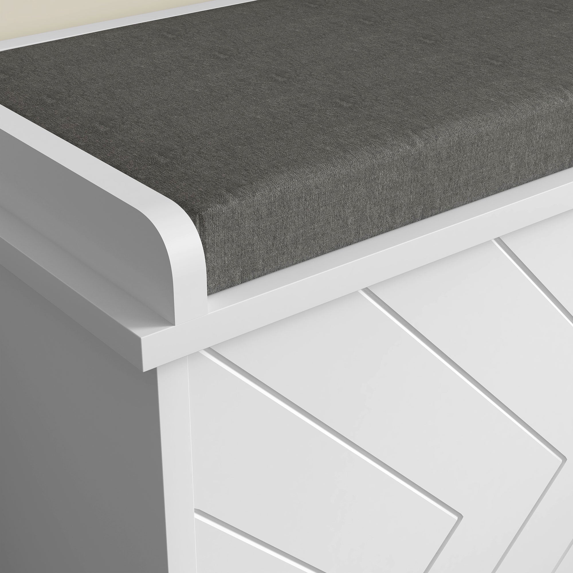 Shoe Bench Shoe Storage, Entryway Furniture with Folding Drawer, Seat Cushion and Adjustable Shelf, for Hallway, Entry, Bedroom, 100 x 26 x 44.5 cm, White