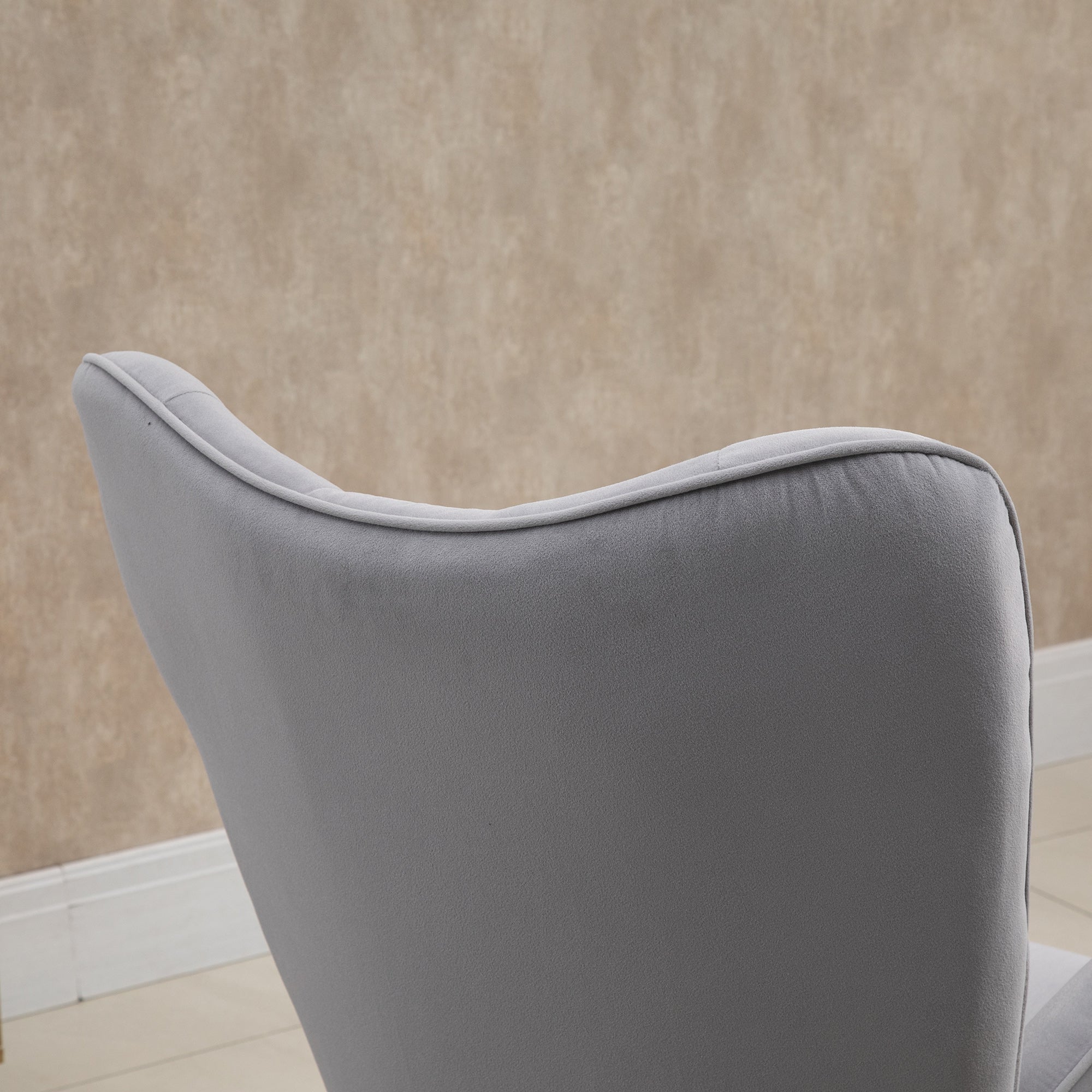 Rocking Chair, Ergonomic Rocking Chair, Armchair, Nursing Chair with Velvet Look, Rocking Chair with a Load Capacity of 150 kg, for Bedroom, Living Room, Light Grey