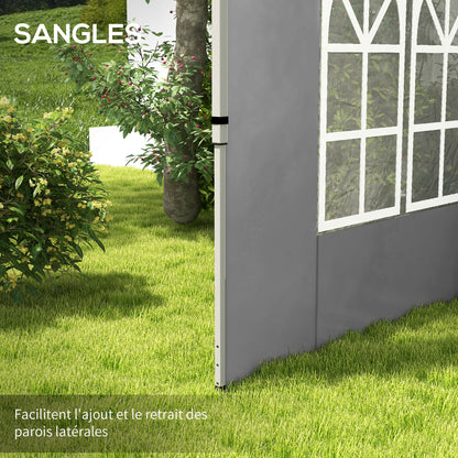 Set of 2 side walls for 3 x 3 m or 3 x 4 m gazebo, panel for pavilion, with window, in Oxford fabric, 295 x 195 cm, light gray