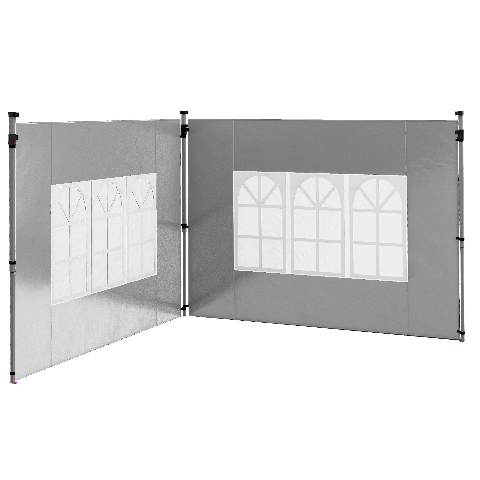 Set of 2 side walls for 3 x 3 m or 3 x 4 m gazebo, panel for pavilion, with window, in Oxford fabric, 295 x 195 cm, light gray