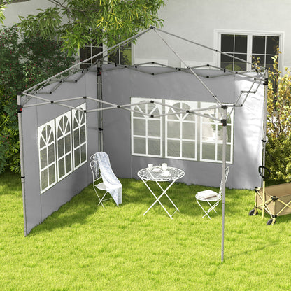 Set of 2 side walls for 3 x 3 m or 3 x 4 m gazebo, panel for pavilion, with window, in Oxford fabric, 295 x 195 cm, light gray