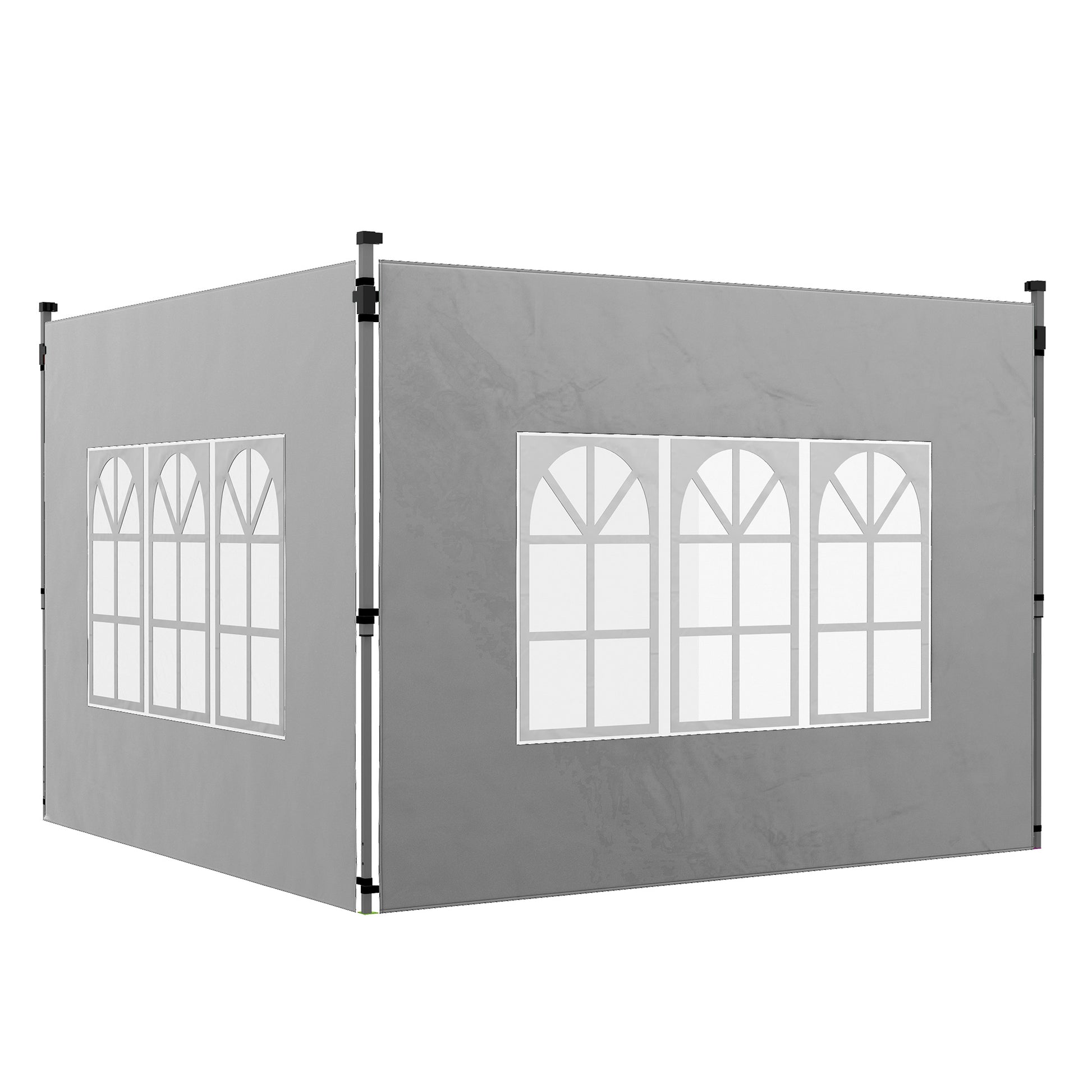 Set of 2 side walls for 3 x 3 m or 3 x 4 m gazebo, panel for pavilion, with window, in Oxford fabric, 295 x 195 cm, light gray