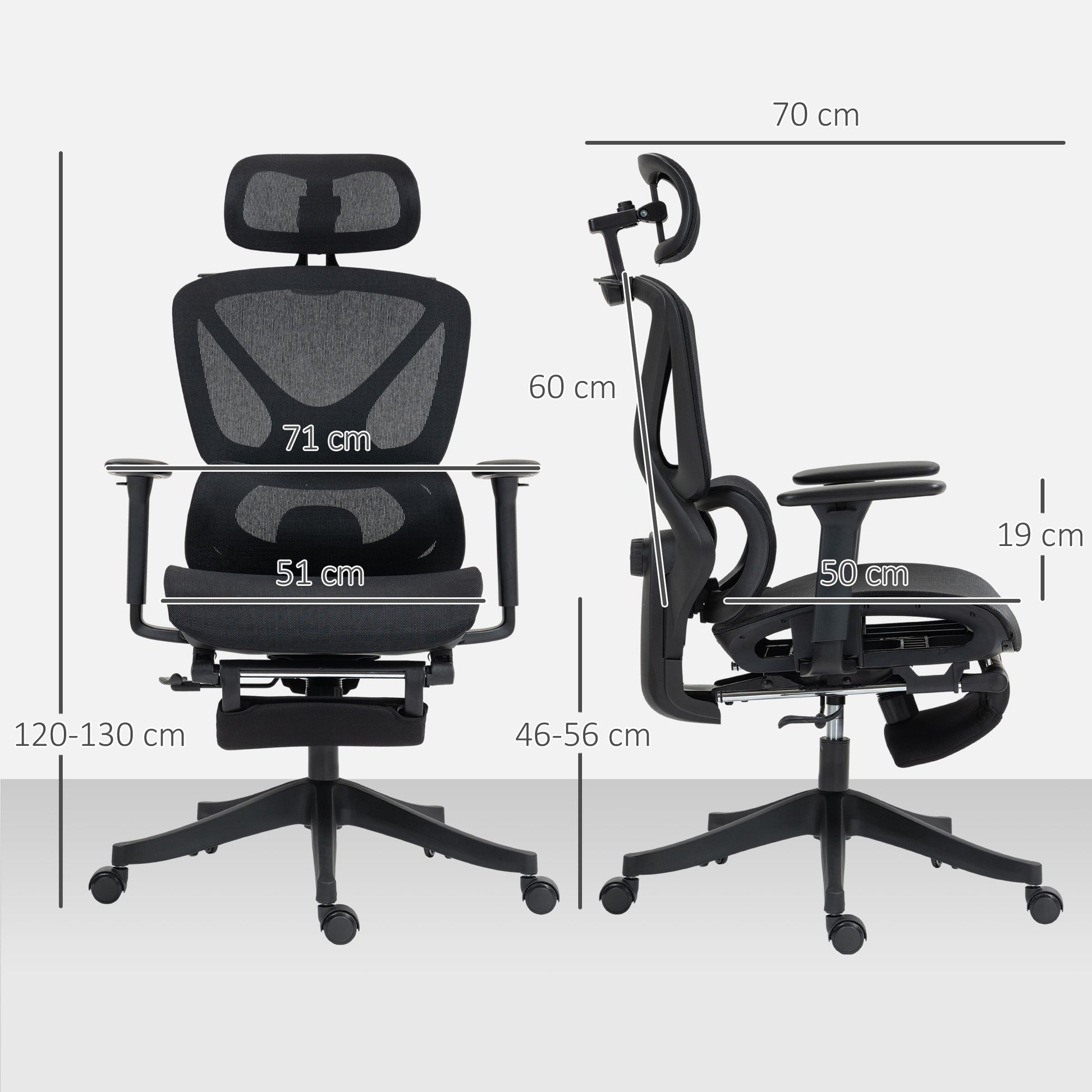 Office Chair Ergonomic Desk Chair with 3D Armrest, Lumbar Support, Headrest, Adjustable Height Mesh Swivel Chair with Tilt Function, Clothes Hanger, Reclining Feature, Footrest Black