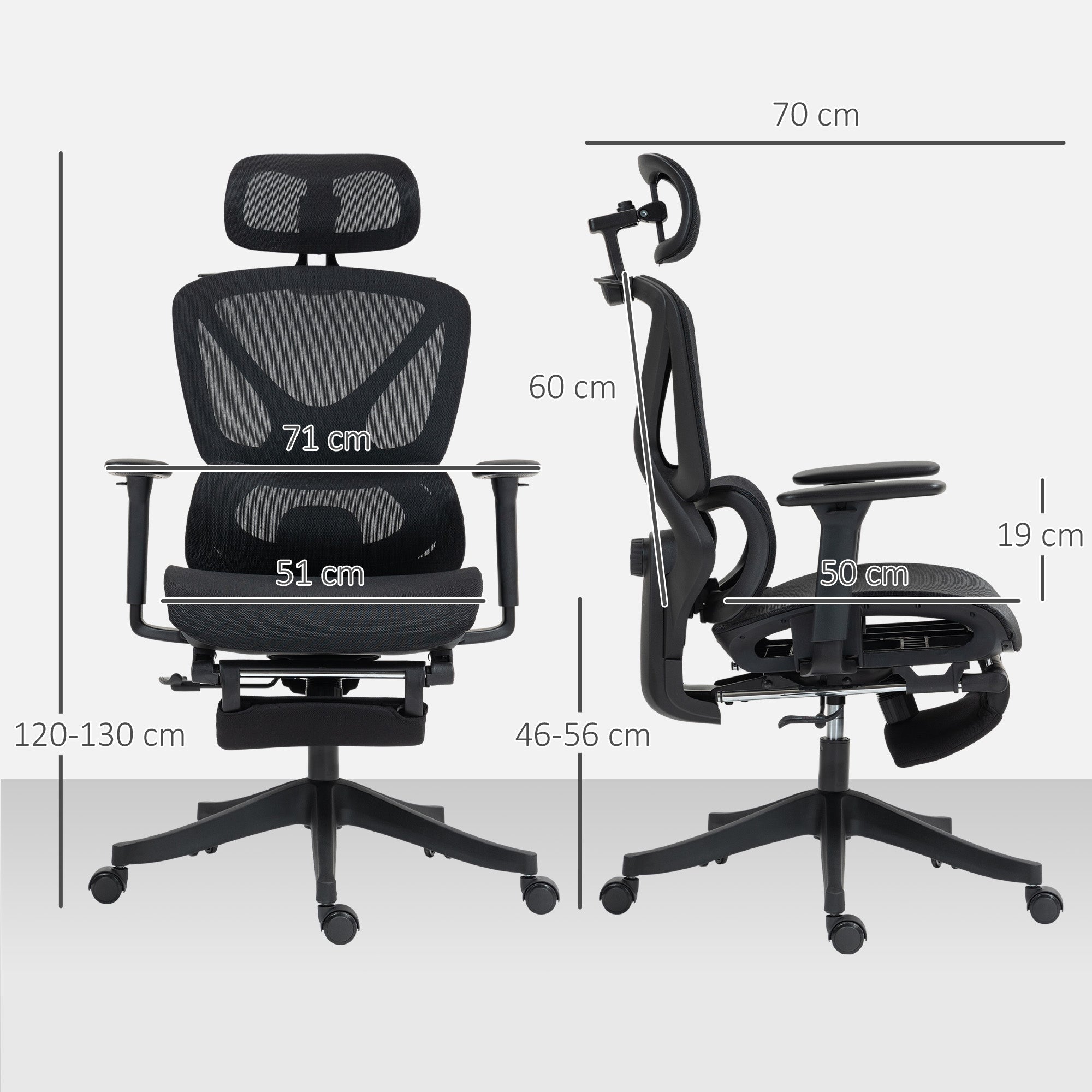 Office Chair Ergonomic Desk Chair with 3D Armrest, Lumbar Support, Headrest, Adjustable Height Mesh Swivel Chair with Tilt Function, Clothes Hanger, Reclining Feature, Footrest Black