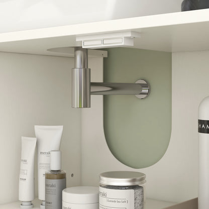 Under Sink Cabinet Bathroom Vanity Unit with Pedestal Modern Bathroom Cabinet with 2 Doors and Adjustable Shelves 90x30x63 cm Cream