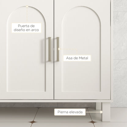 Under Sink Cabinet Bathroom Vanity Unit with Pedestal Modern Bathroom Cabinet with 2 Doors and Adjustable Shelves 90x30x63 cm Cream