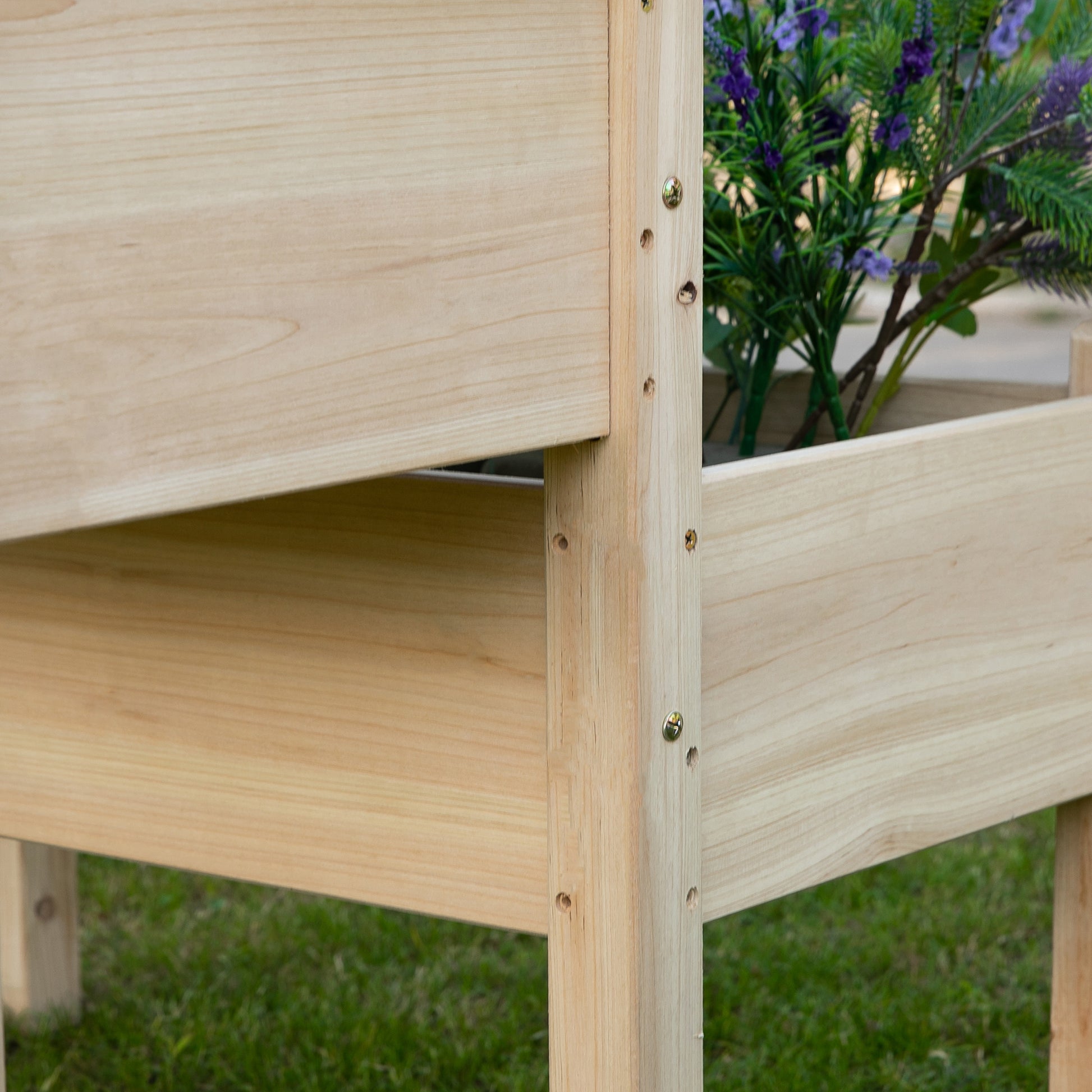 2-Tier Wooden Raised Urban Garden Bed Planter Table for Growing Plants Flowers Vegetables 86x85x72 cm Natural Wood