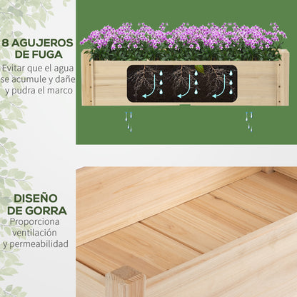 2-Tier Wooden Raised Urban Garden Bed Planter Table for Growing Plants Flowers Vegetables 86x85x72 cm Natural Wood