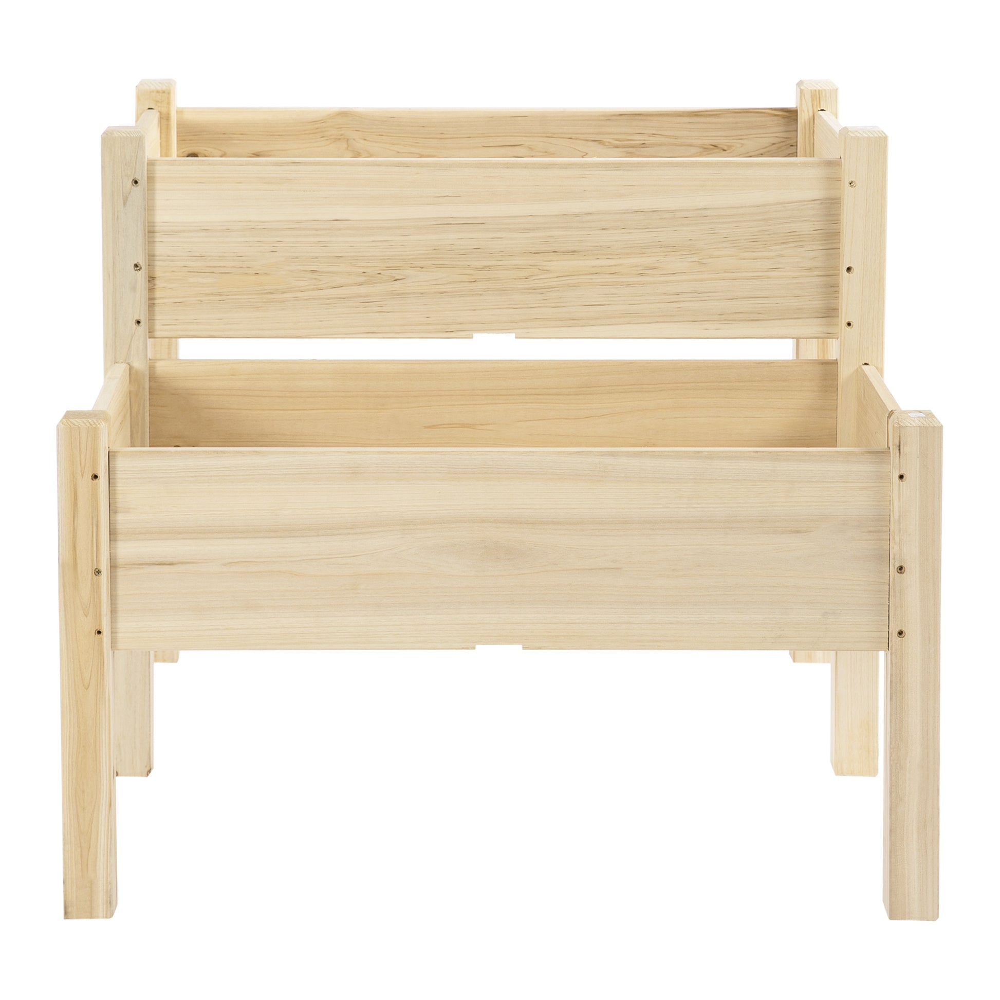 2-Tier Wooden Raised Urban Garden Bed Planter Table for Growing Plants Flowers Vegetables 86x85x72 cm Natural Wood
