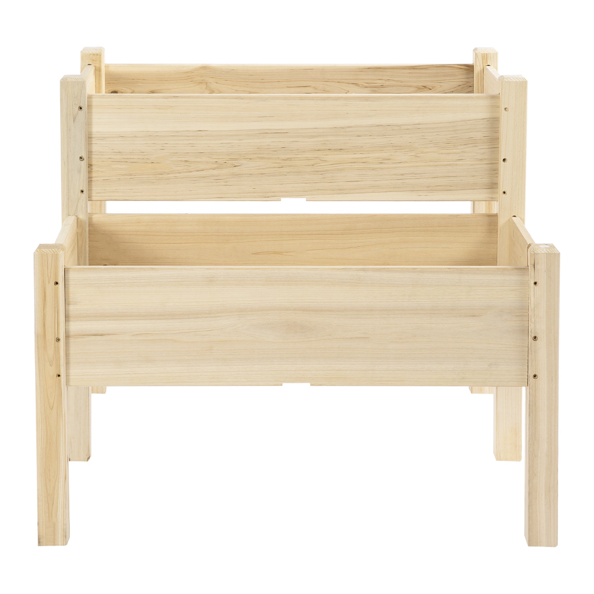 2-Tier Wooden Raised Urban Garden Bed Planter Table for Growing Plants Flowers Vegetables 86x85x72 cm Natural Wood