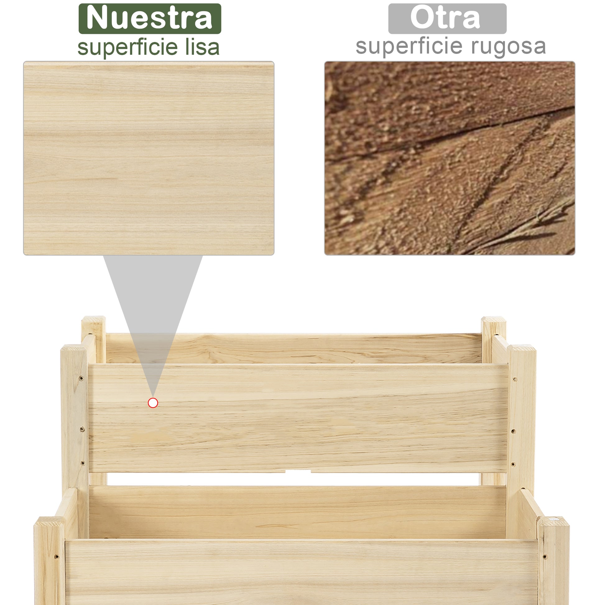 2-Tier Wooden Raised Urban Garden Bed Planter Table for Growing Plants Flowers Vegetables 86x85x72 cm Natural Wood
