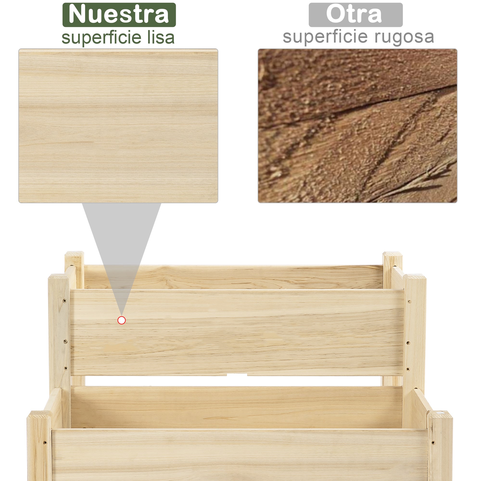 2-Tier Wooden Raised Urban Garden Bed Planter Table for Growing Plants Flowers Vegetables 86x85x72 cm Natural Wood