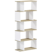 Nordic Style Bookcase with 5 Anti-Tip Shelves Load 25 kg for Study Office Living Room 70x29.5x163 cm Oak and White