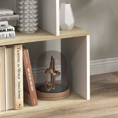 Nordic Style Bookcase with 5 Anti-Tip Shelves Load 25 kg for Study Office Living Room 70x29.5x163 cm Oak and White