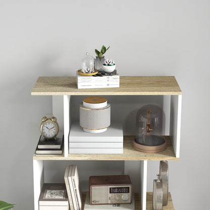 Nordic Style Bookcase with 5 Anti-Tip Shelves Load 25 kg for Study Office Living Room 70x29.5x163 cm Oak and White