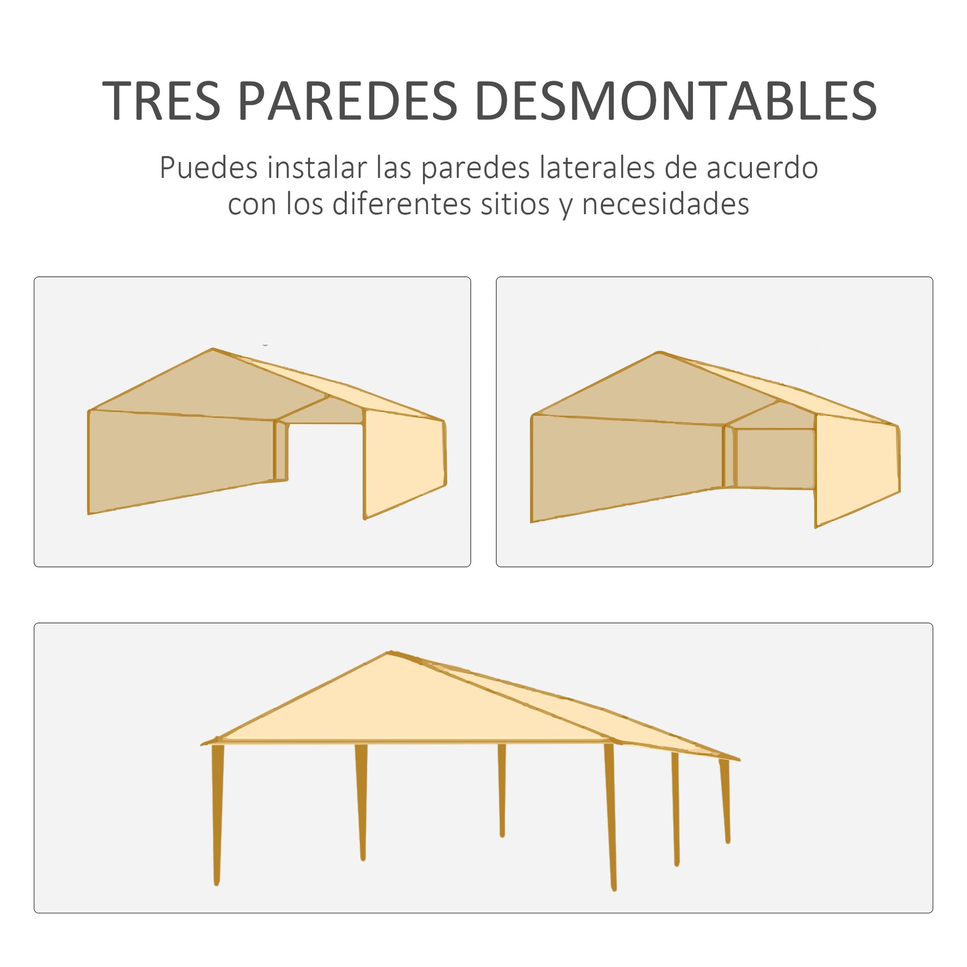 Garden Gazebo 6x3 m Pavilion with 4 Side Walls and 2 Visible Anti-UV Waterproof Windows Canopy Gazebo with Steel Frame for Parties Events Weddings Green