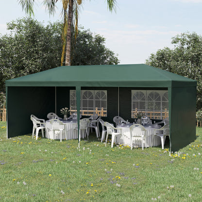 Garden Gazebo 6x3 m Pavilion with 4 Side Walls and 2 Visible Anti-UV Waterproof Windows Canopy Gazebo with Steel Frame for Parties Events Weddings Green
