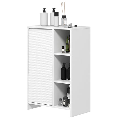 Bathroom Cabinet, Storage Furniture with 3 Open Compartments, 1 Cabinet with Adjustable Shelf, 53 x 30 x 80 cm, White