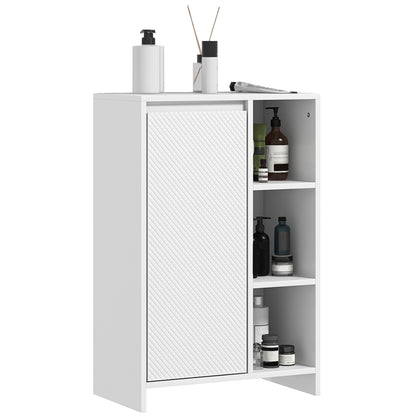 Bathroom Cabinet, Storage Furniture with 3 Open Compartments, 1 Cabinet with Adjustable Shelf, 53 x 30 x 80 cm, White