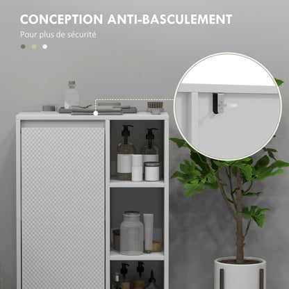 Bathroom Cabinet, Storage Furniture with 3 Open Compartments, 1 Cabinet with Adjustable Shelf, 53 x 30 x 80 cm, White