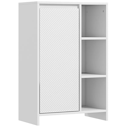 Bathroom Cabinet, Storage Furniture with 3 Open Compartments, 1 Cabinet with Adjustable Shelf, 53 x 30 x 80 cm, White