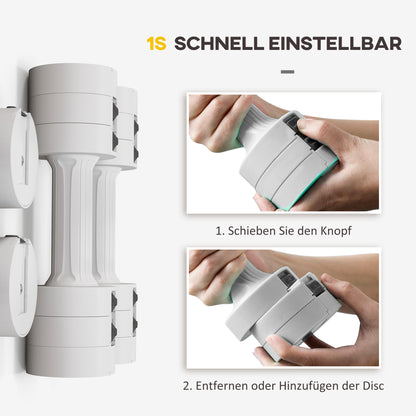 SPORTNOW 2 x 2.5 kg Dumbbells, Adjustable Weight Dumbbells, 1.1/1.8/2.5 kg per Dumbbell, Floor-Friendly Plastic Casing, for Women and Men, White